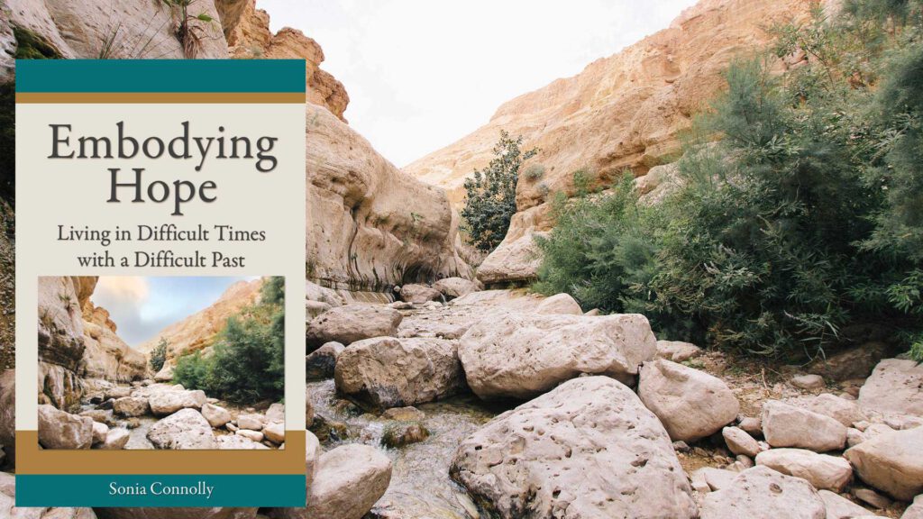 Embodying Hope - background image includes book cover