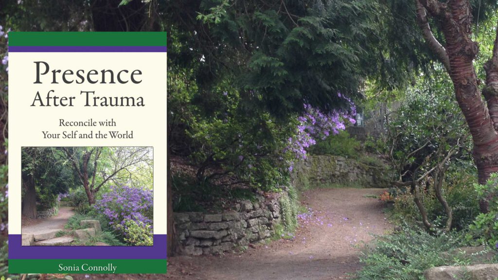 Presence After Trauma - background image with book cover